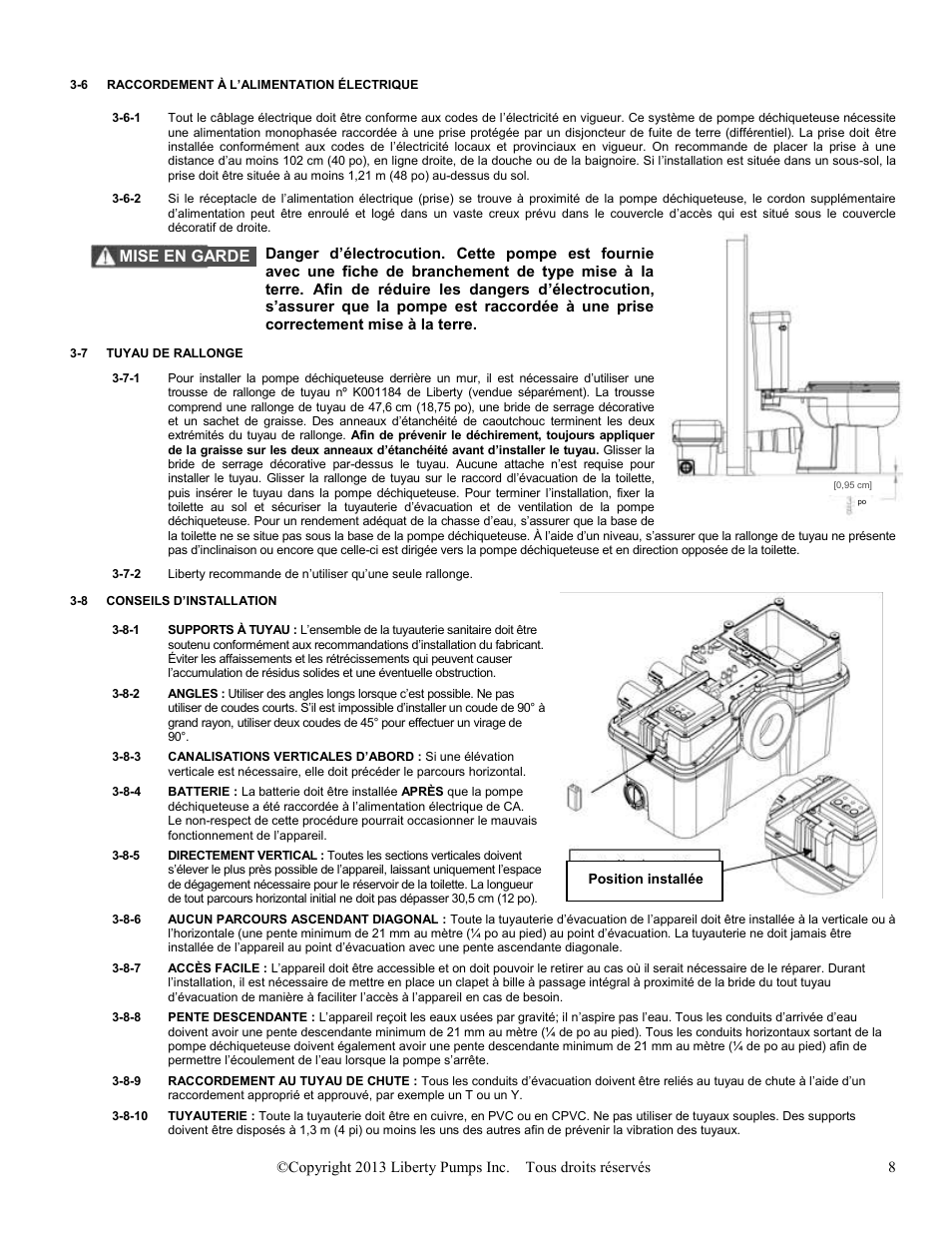 Mise en garde | Liberty Pumps Ascent II User Manual | Page 44 / 55