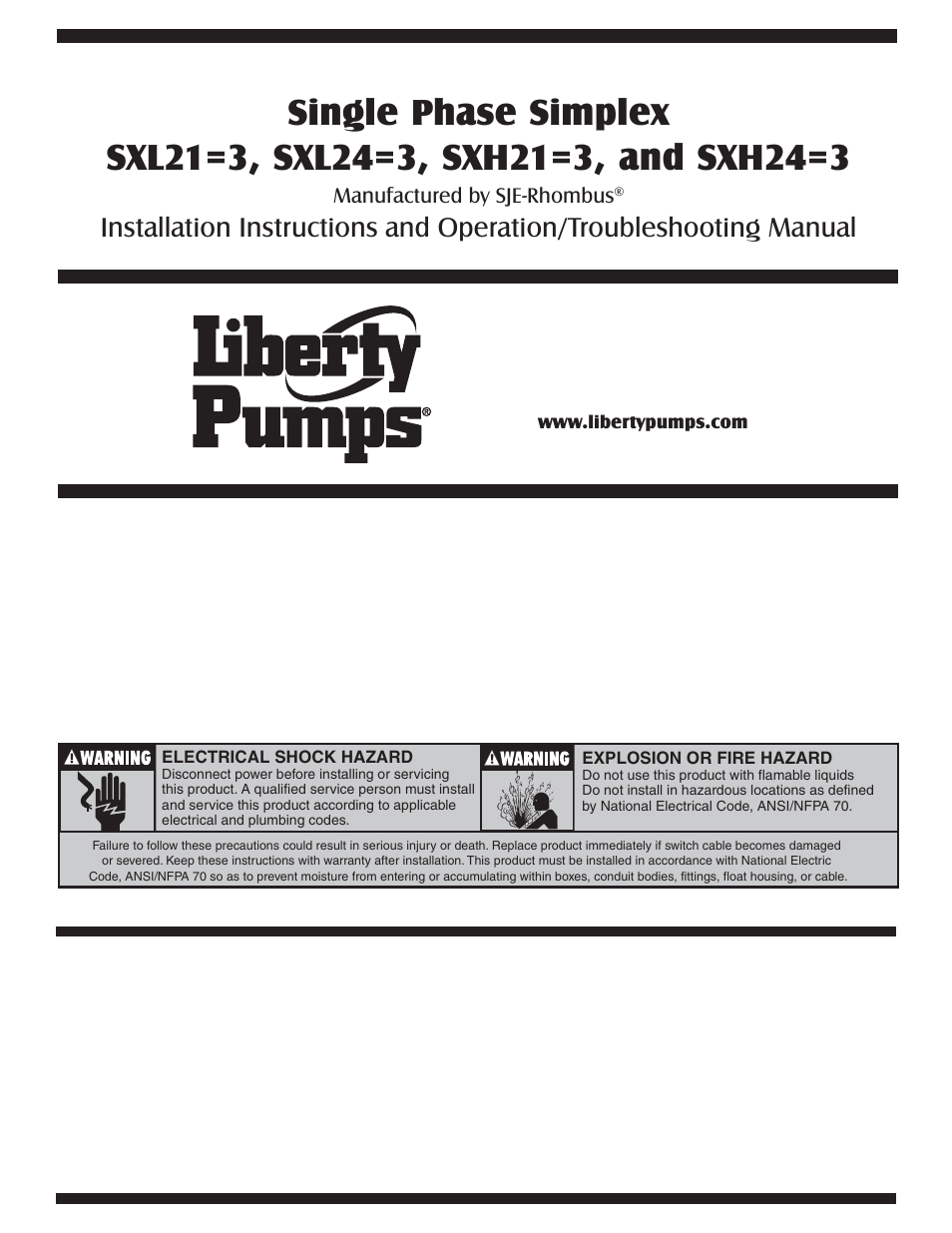 Liberty Pumps SX-Series User Manual | 12 pages