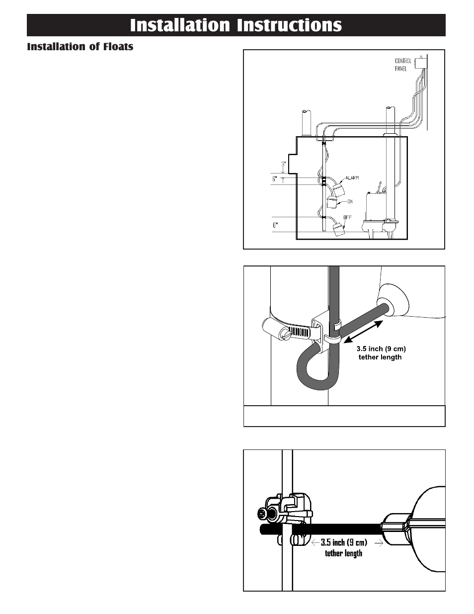 Installation instructions, Installation of floats | Liberty Pumps SX-Series User Manual | Page 2 / 12