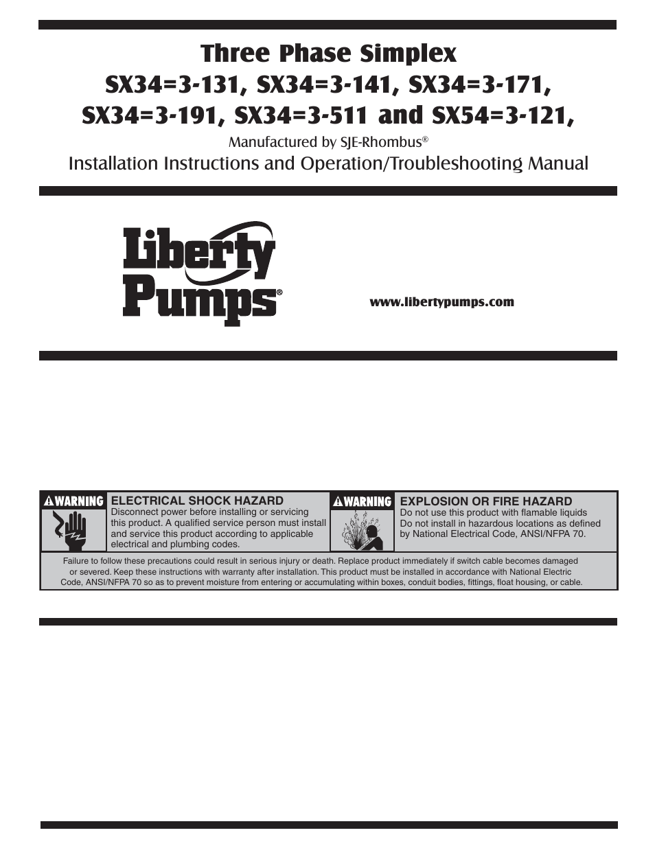 7227000b | Liberty Pumps SX-Series User Manual | Page 7 / 12