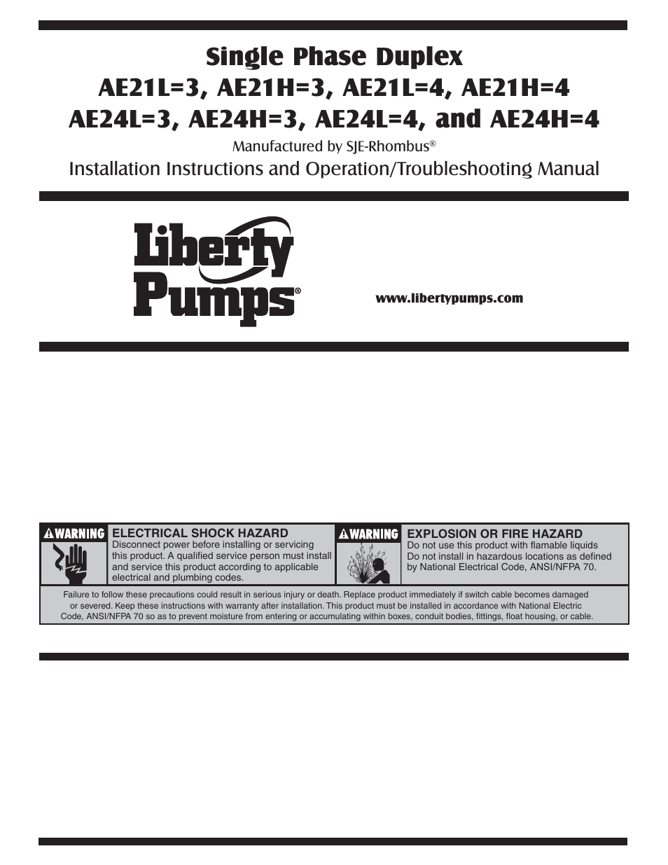 Liberty Pumps AE-Series User Manual | 12 pages