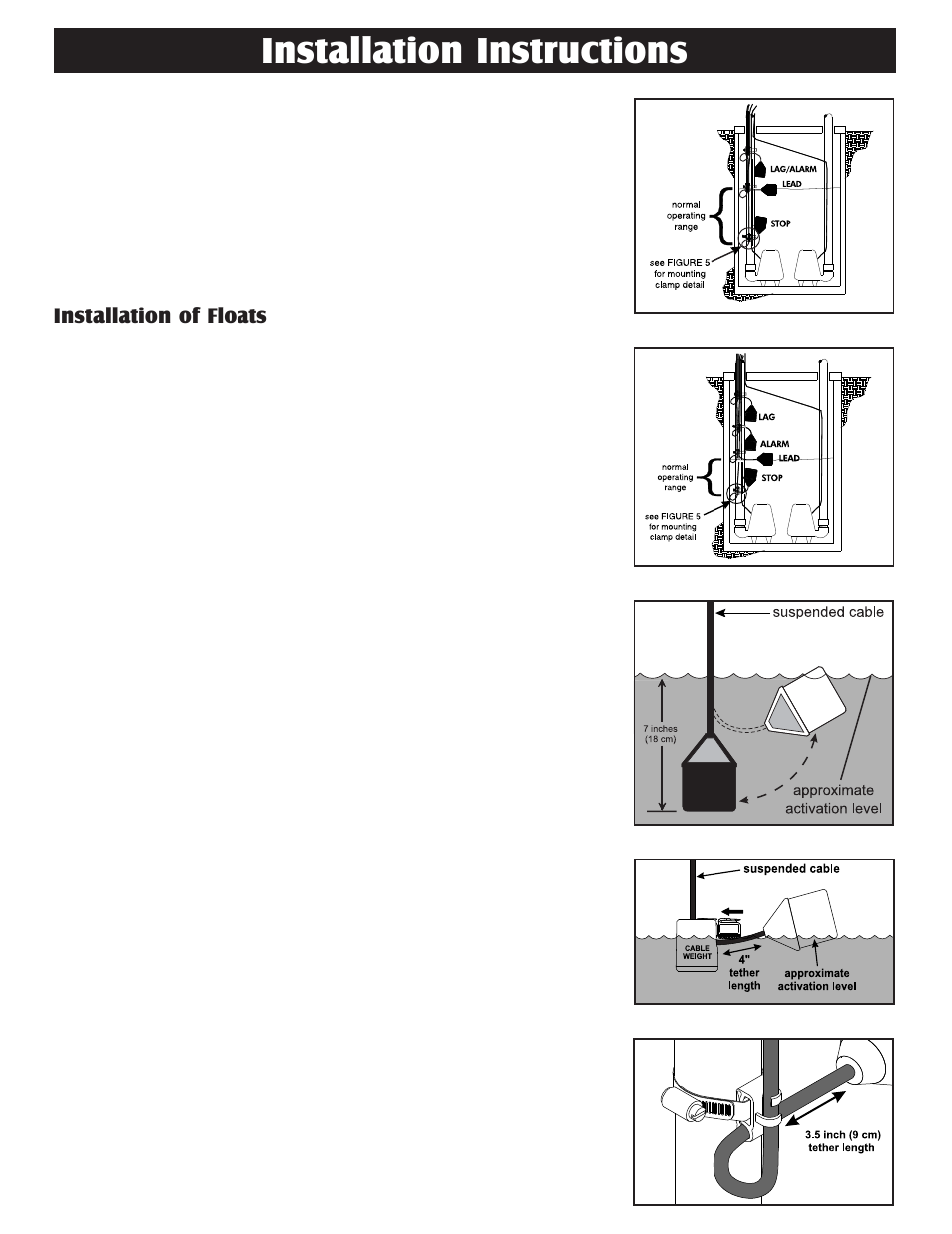 Installation instructions, Installation of floats | Liberty Pumps AE-Series User Manual | Page 2 / 12