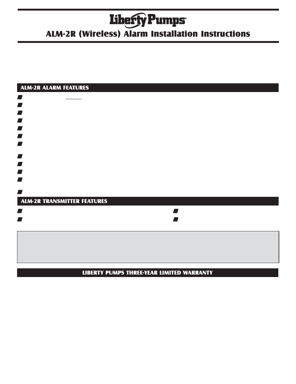 Liberty Pumps ALM-2R User Manual | 12 pages