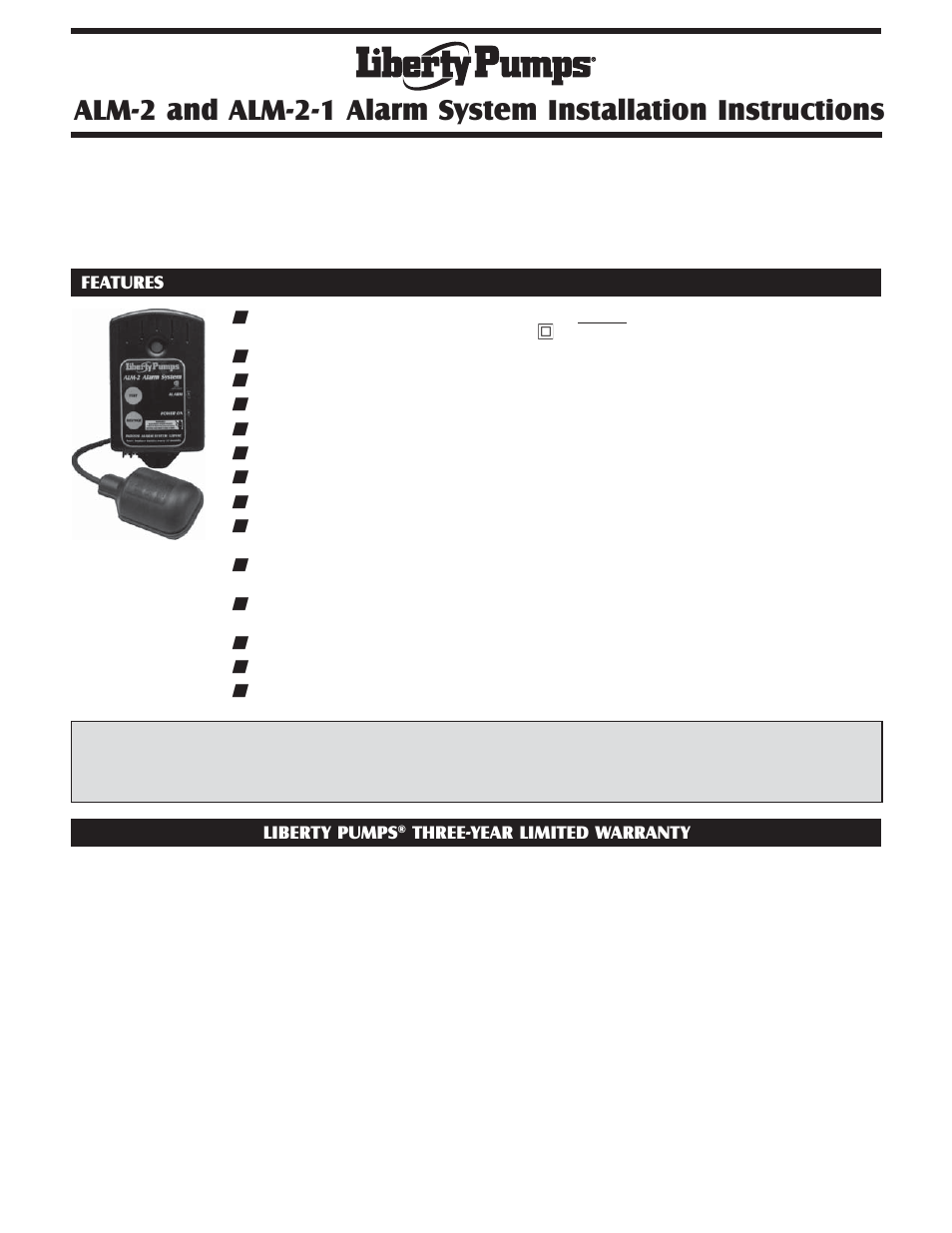 Liberty Pumps ALM-2-1 User Manual | 2 pages