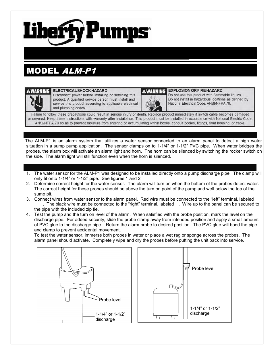 Liberty Pumps ALM-P1 User Manual | 12 pages