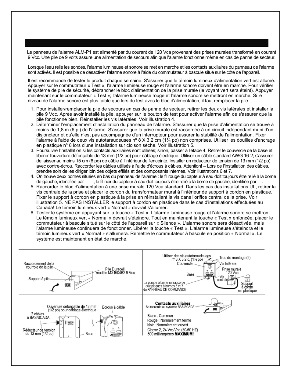 Installation du panneau de l'alarme | Liberty Pumps ALM-P1 User Manual | Page 11 / 12