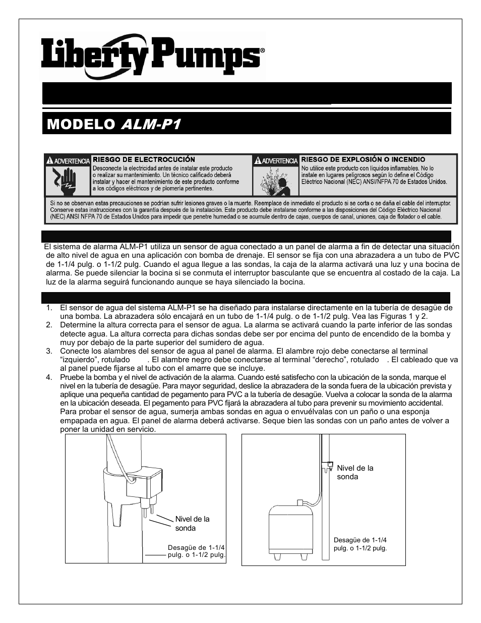 7247000c_es, Manual de instalación suplementario, Alm-p1 | Modelo | Liberty Pumps ALM-P1 User Manual | Page 5 / 12