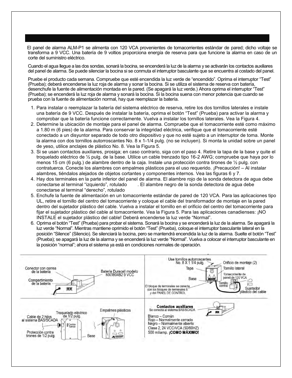 Instalación del panel de alarma | Liberty Pumps ALM-P1 User Manual | Page 7 / 12