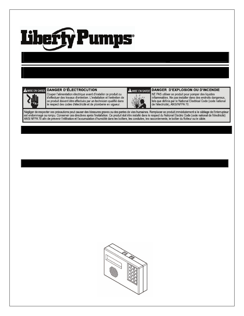 7248000c_fr.pdf, Manuel d'installation supplémentaire, 7248000c | Modèle adc-1, Adc-1, Modèle, Description du produit, Installation du adc-1 | Liberty Pumps ADC-1 User Manual | Page 9 / 12