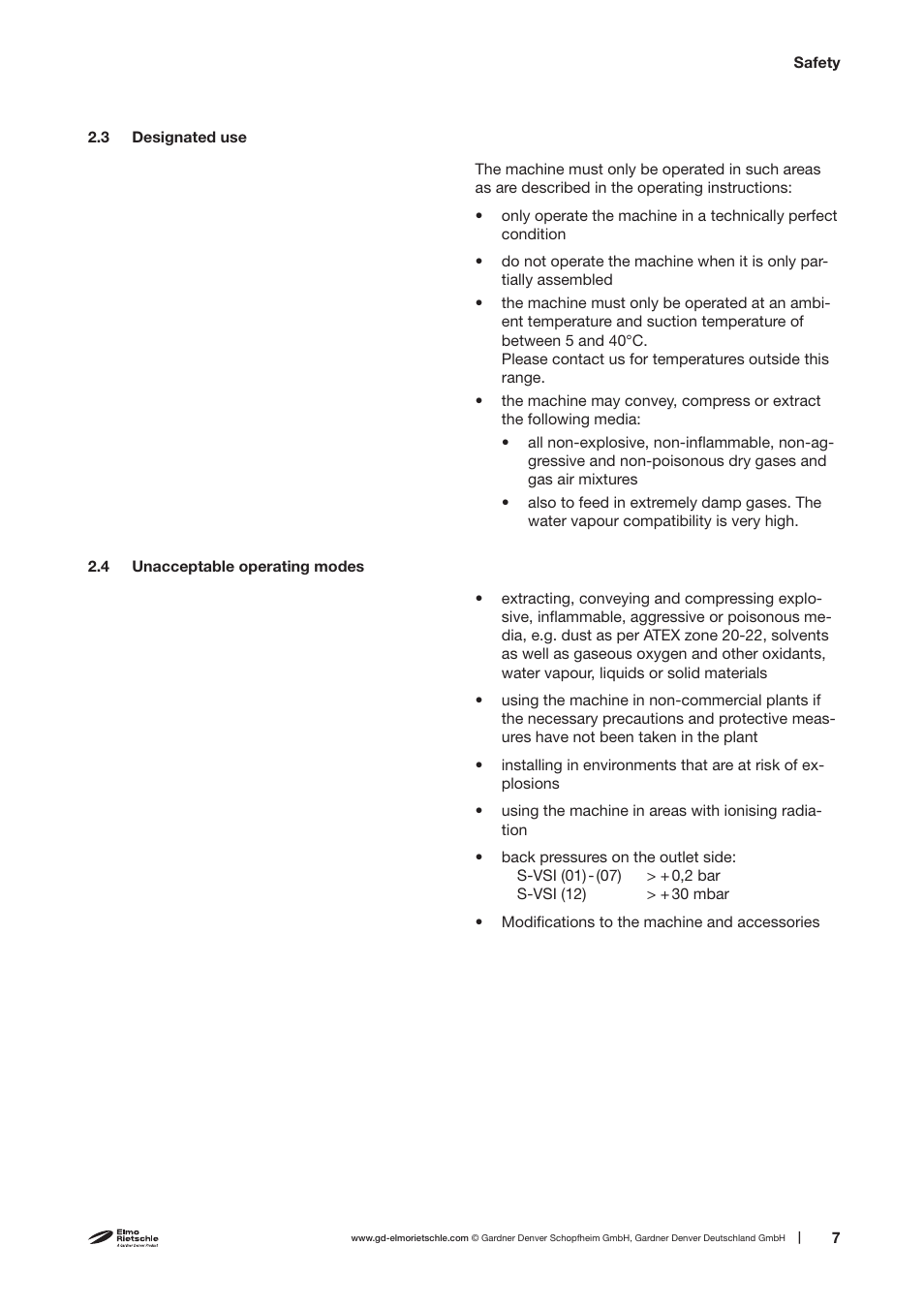 Elmo Rietschle S-VSI 100(01)/300(01)/300(12) User Manual | Page 7 / 38