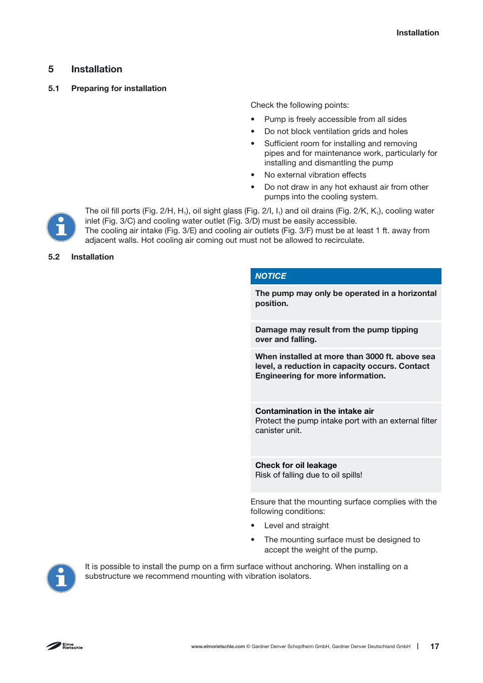 5 installation | Elmo Rietschle S-VSI 300(44) User Manual | Page 17 / 36