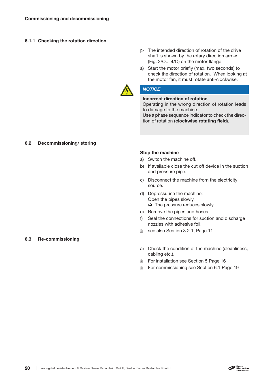 Elmo Rietschle C-VLR 250/300/400/500 User Manual | Page 20 / 34