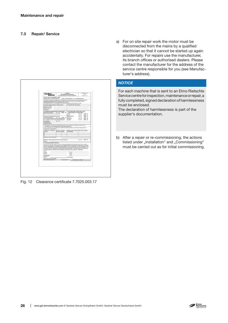 Elmo Rietschle C-VLR 250/300/400/500 User Manual | Page 26 / 34
