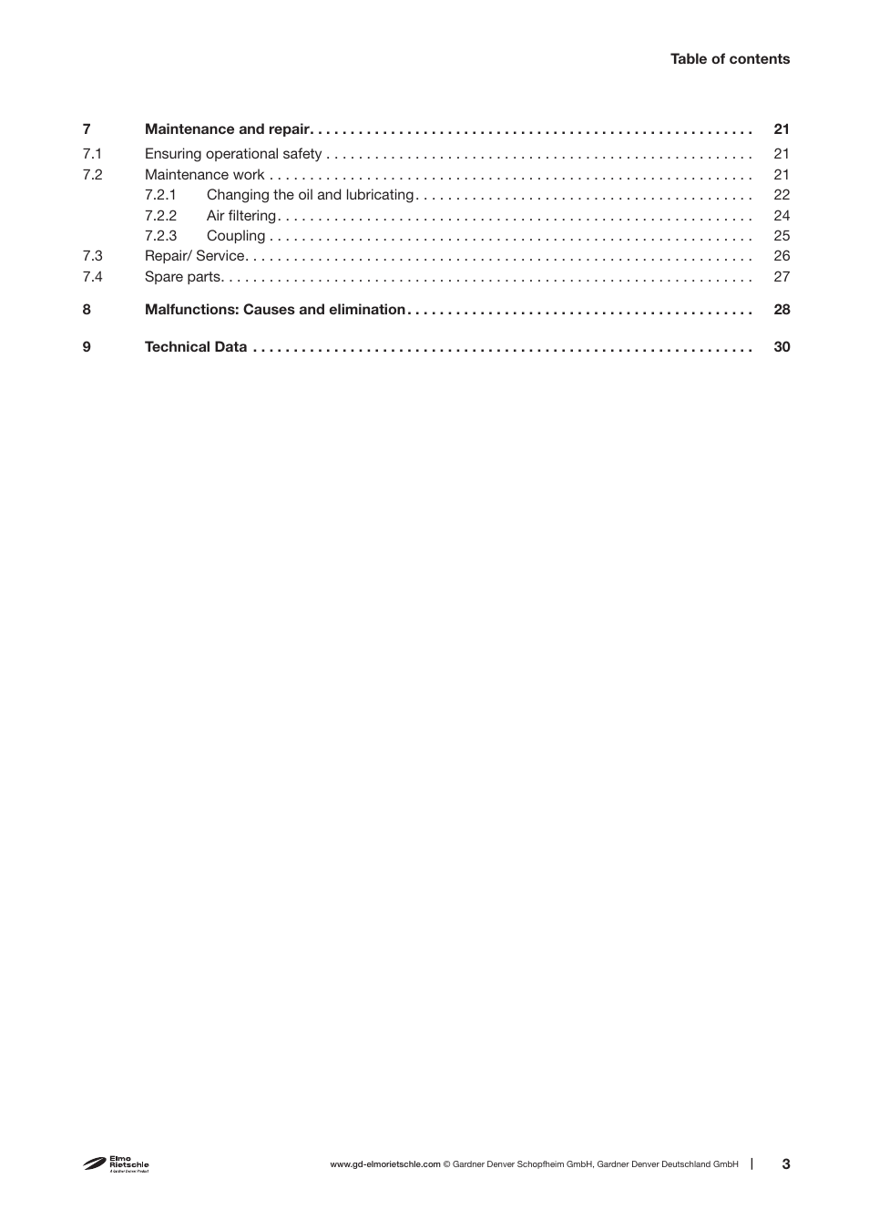 Elmo Rietschle C-VLR 250/300/400/500 User Manual | Page 3 / 34