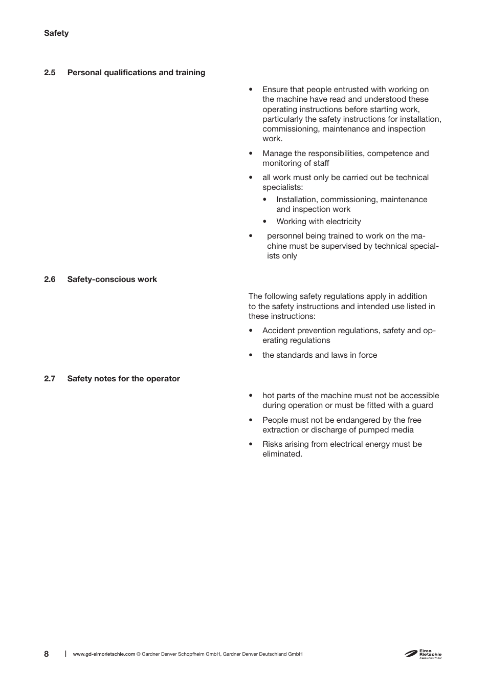 Elmo Rietschle C-VLR 250/300/400/500 User Manual | Page 8 / 34