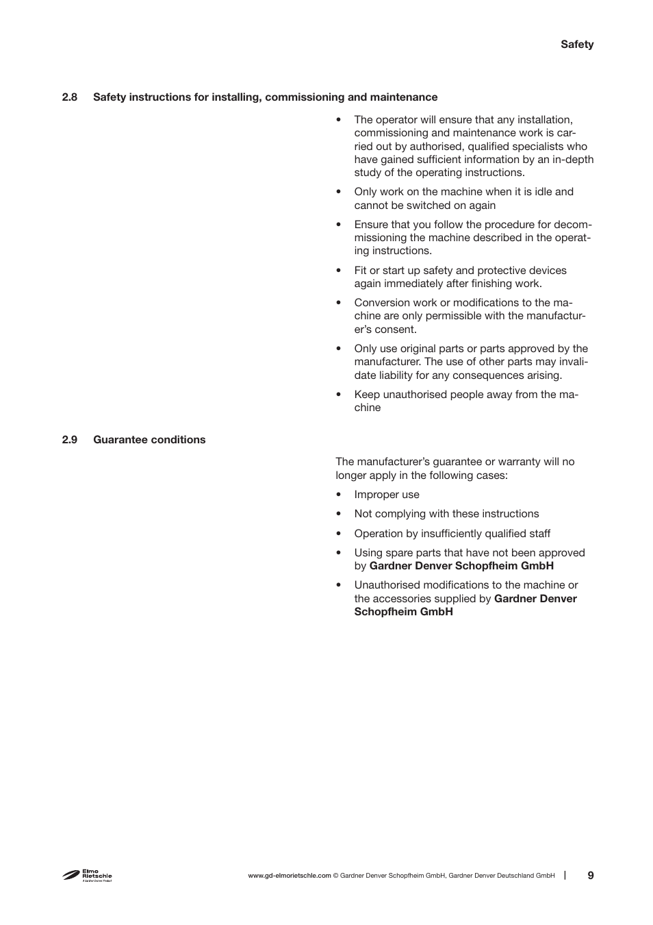 Elmo Rietschle C-VLR 250/300/400/500 User Manual | Page 9 / 34