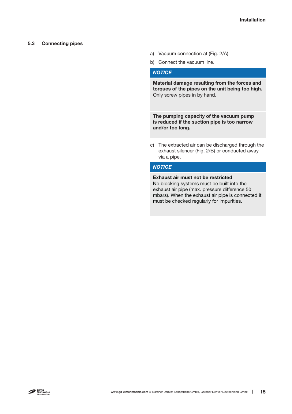 Elmo Rietschle C-VLR 301 User Manual | Page 15 / 30