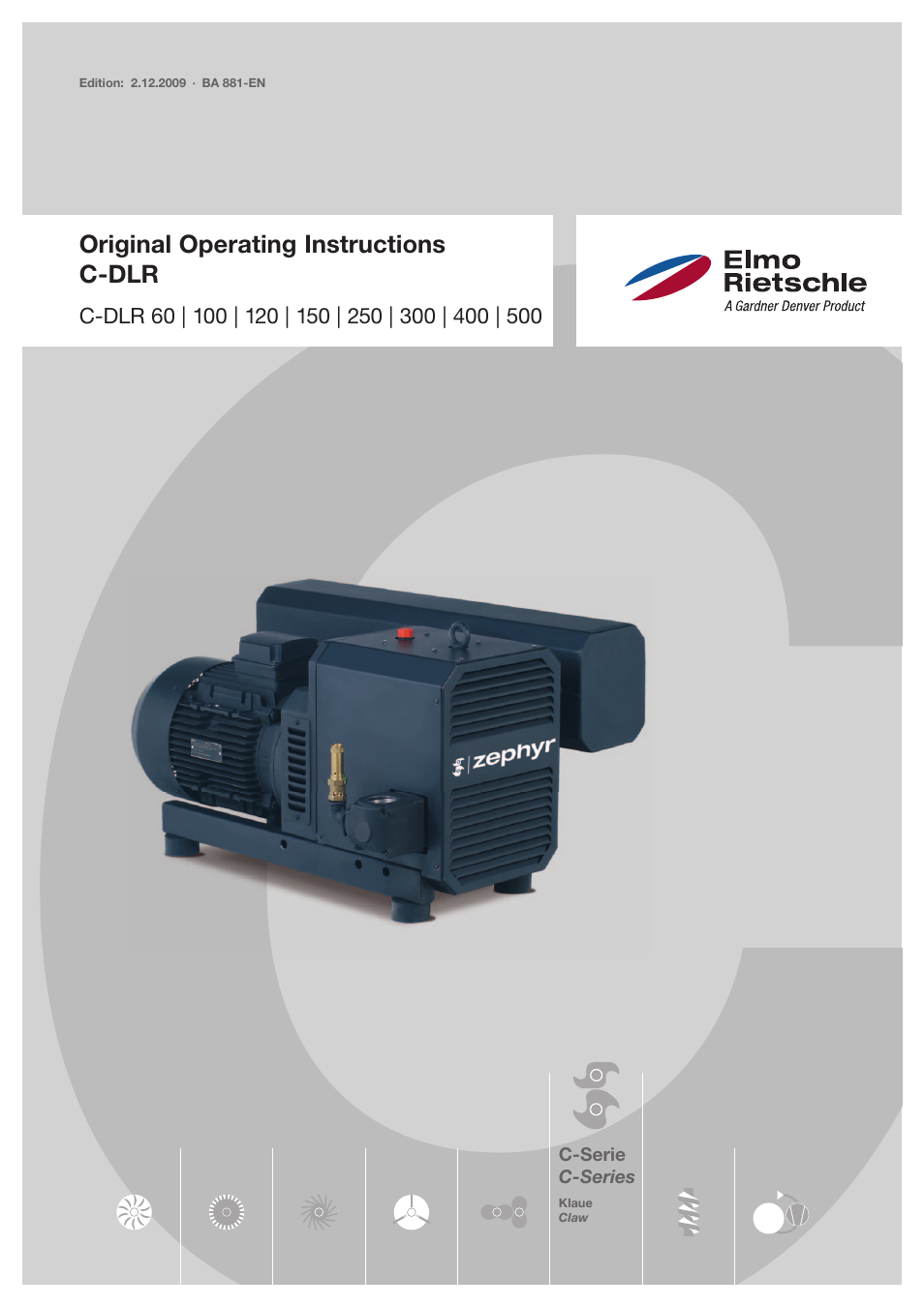 Elmo Rietschle C-DLR 60/100/120/150/250/300/400/500 User Manual | 34 pages