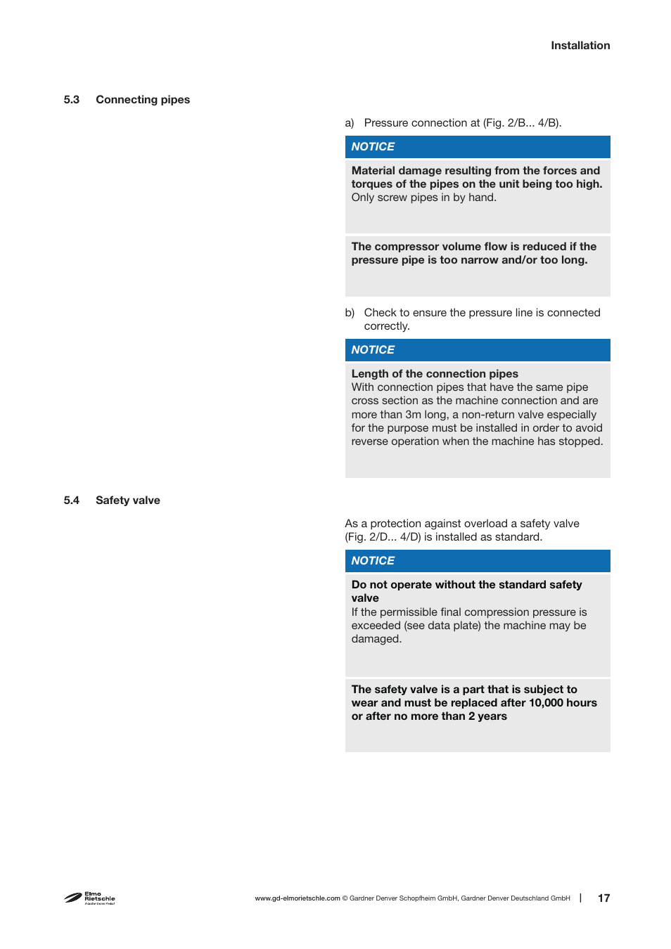 Elmo Rietschle C-DLR 60/100/120/150/250/300/400/500 User Manual | Page 17 / 34