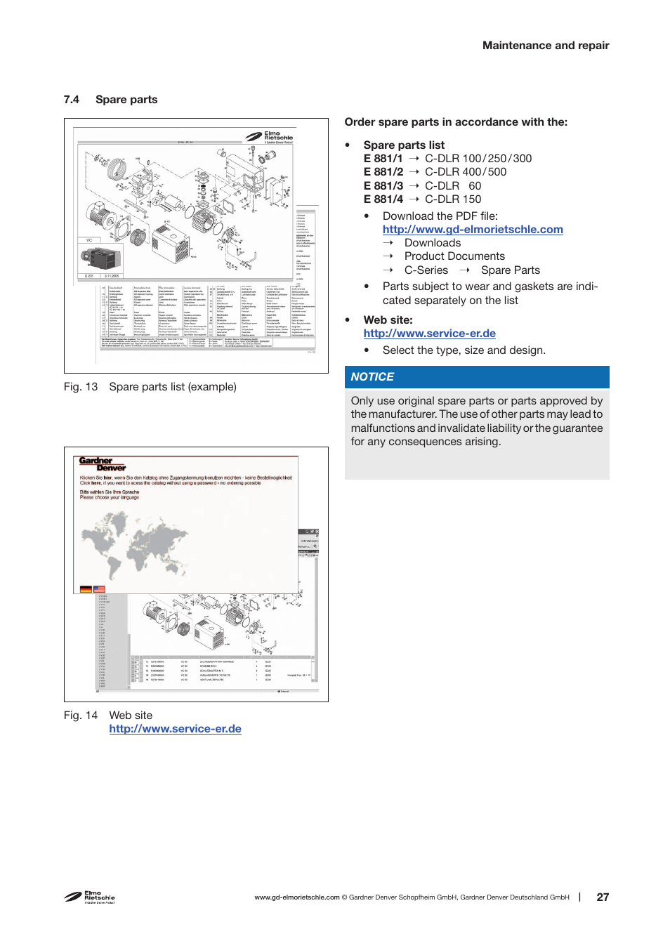 Elmo Rietschle C-DLR 60/100/120/150/250/300/400/500 User Manual | Page 27 / 34