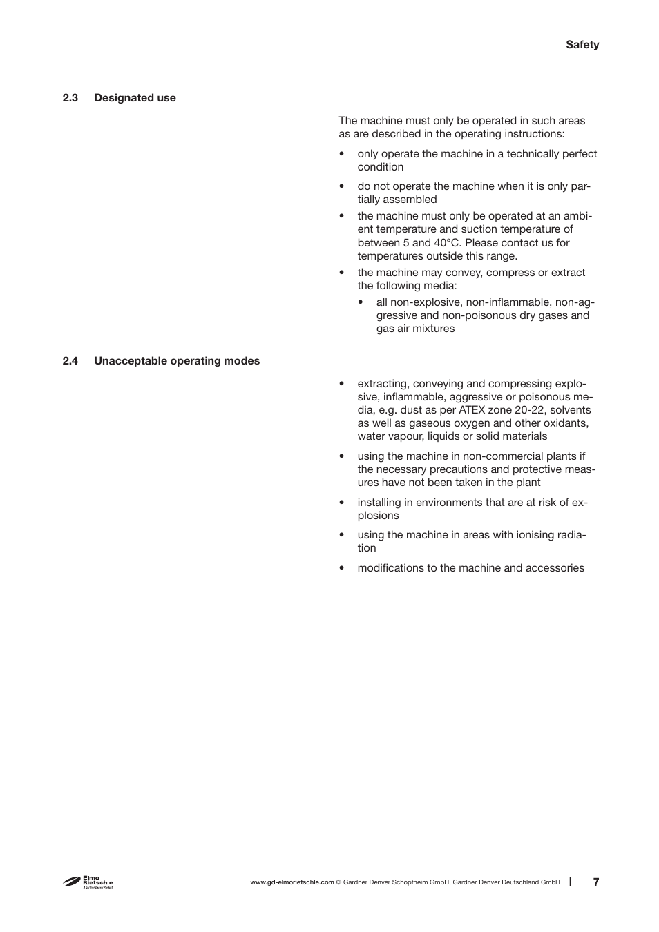 Elmo Rietschle C-DLR 60/100/120/150/250/300/400/500 User Manual | Page 7 / 34