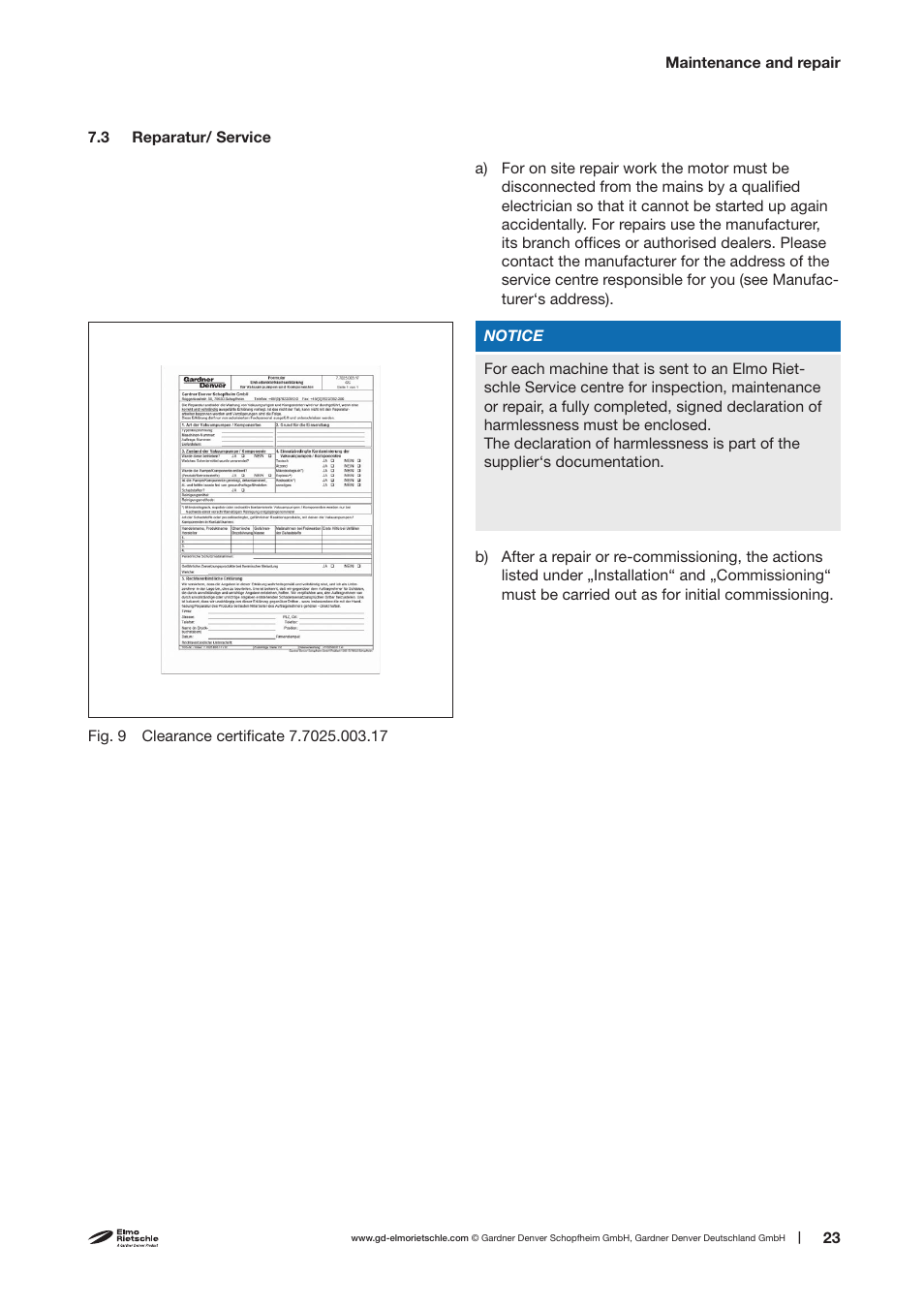 Elmo Rietschle C-KLR 80/140 User Manual | Page 23 / 30