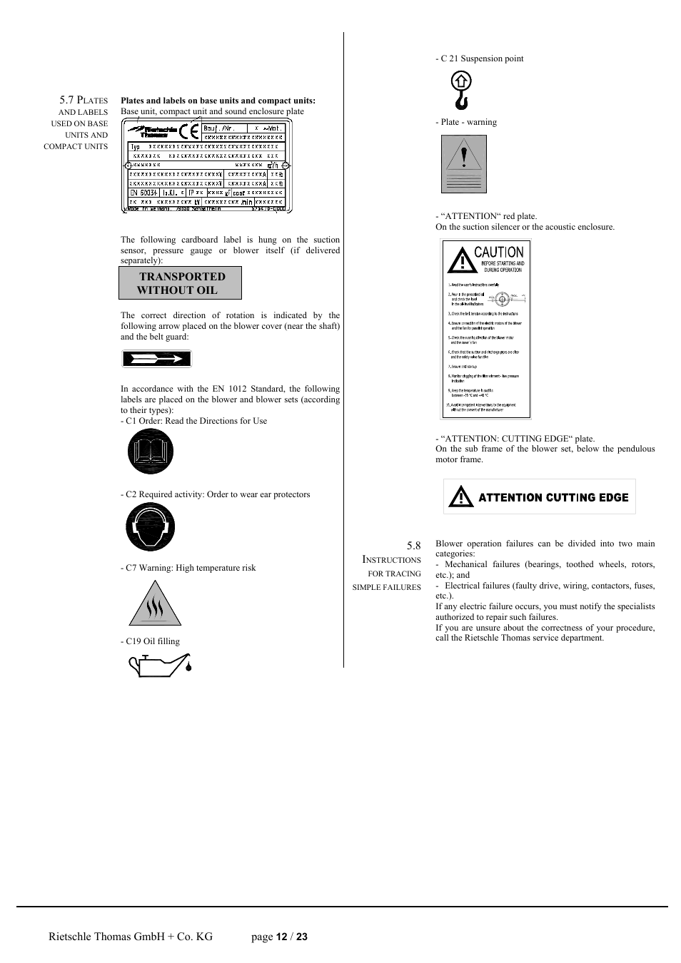 Elmo Rietschle R-WPB User Manual | Page 12 / 23