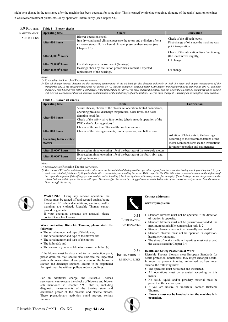 Rietschle thomas gmbh + co. kg page, 11 i, 12 i | Elmo Rietschle R-WPB User Manual | Page 14 / 23