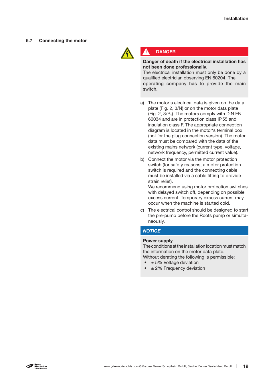 Elmo Rietschle R-VWP 500/1000/1500/2500 User Manual | Page 19 / 38