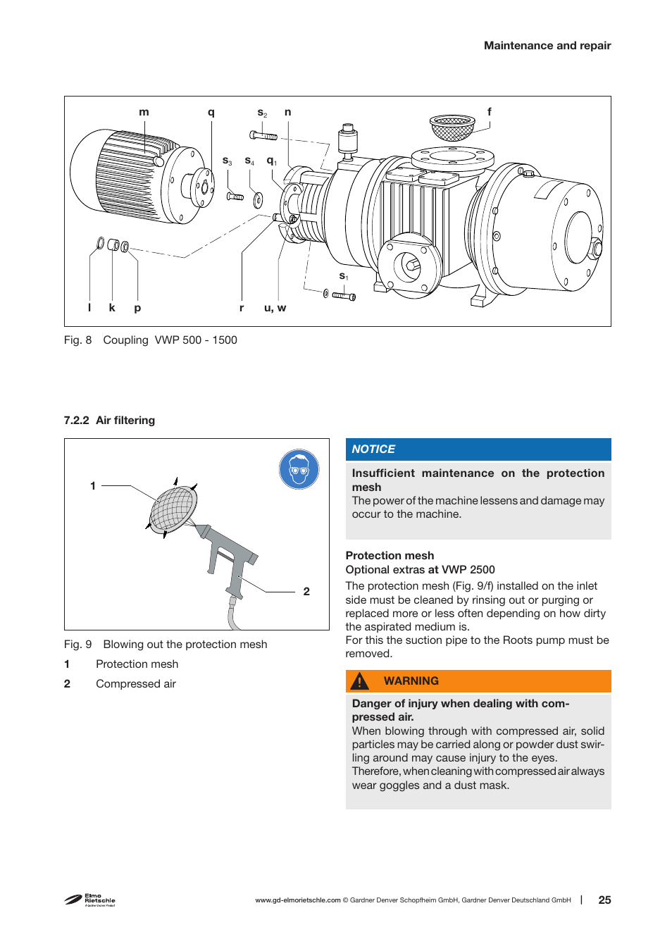 Elmo Rietschle R-VWP 500/1000/1500/2500 User Manual | Page 25 / 38