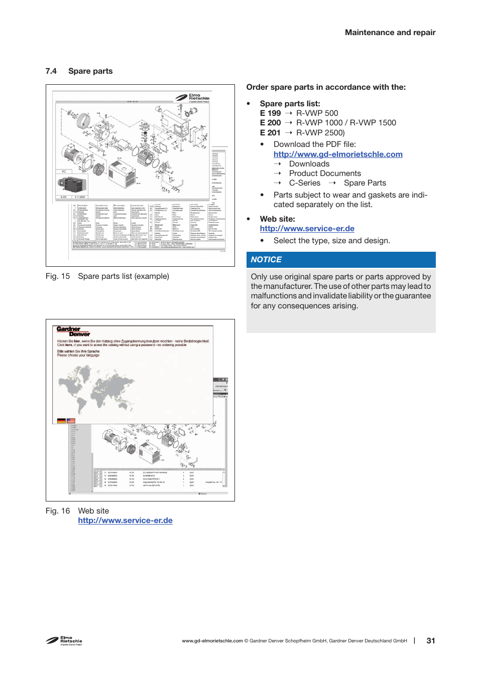 Elmo Rietschle R-VWP 500/1000/1500/2500 User Manual | Page 31 / 38