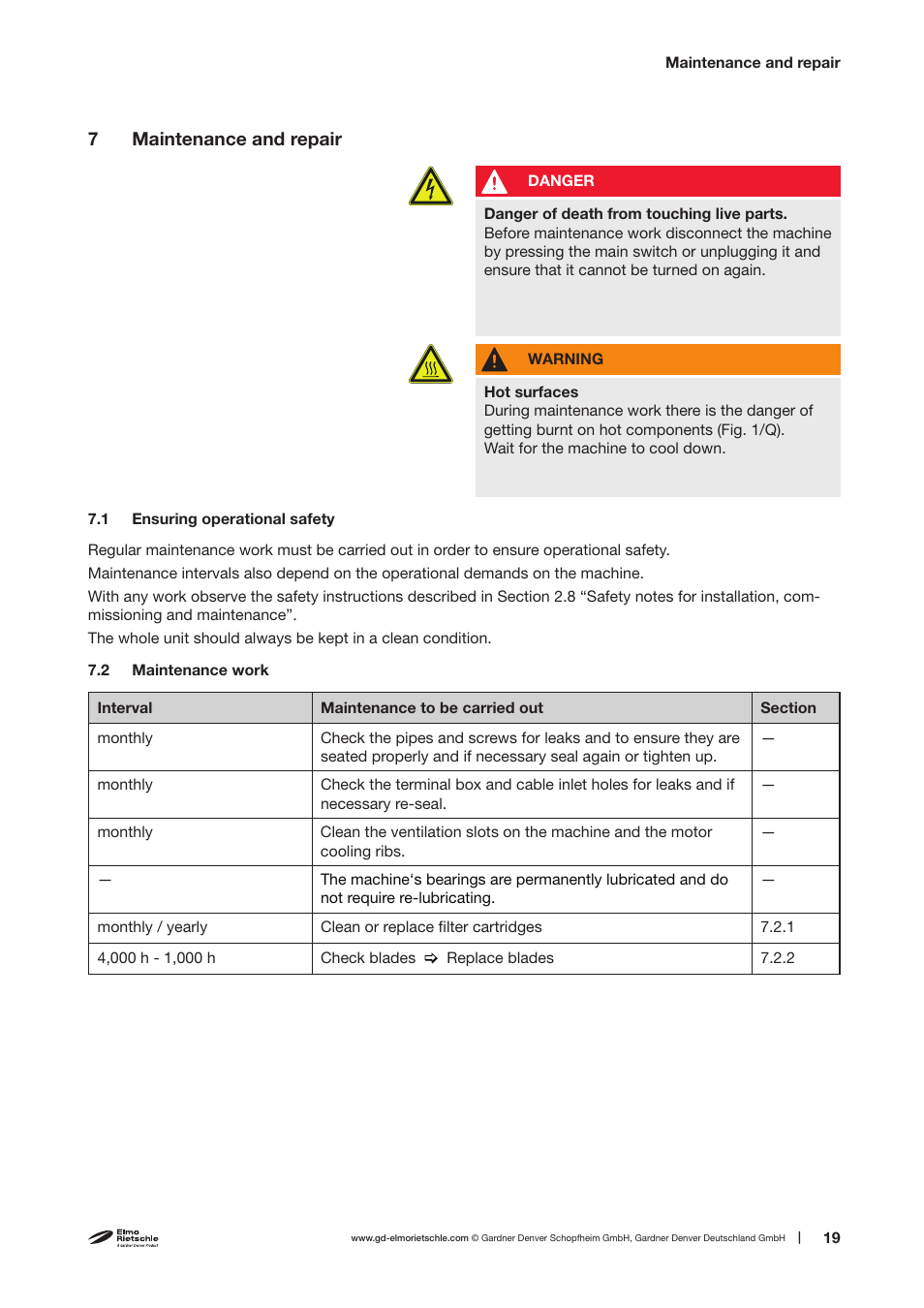 Elmo Rietschle V-VTE 3/6/8/10 User Manual | Page 19 / 28