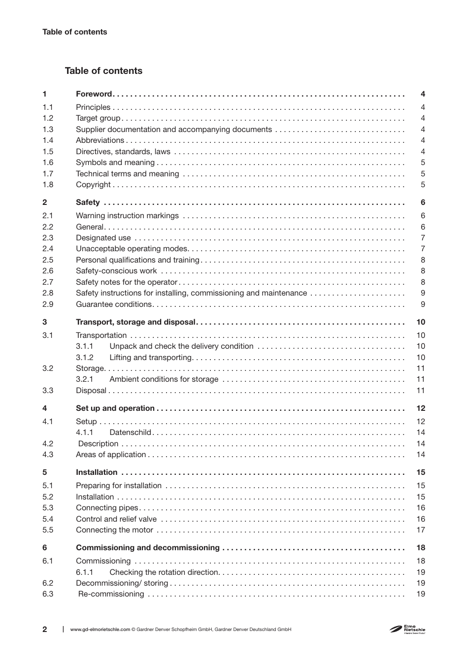 Elmo Rietschle V-VTN 6/10/15/25/40/60 User Manual | Page 2 / 30