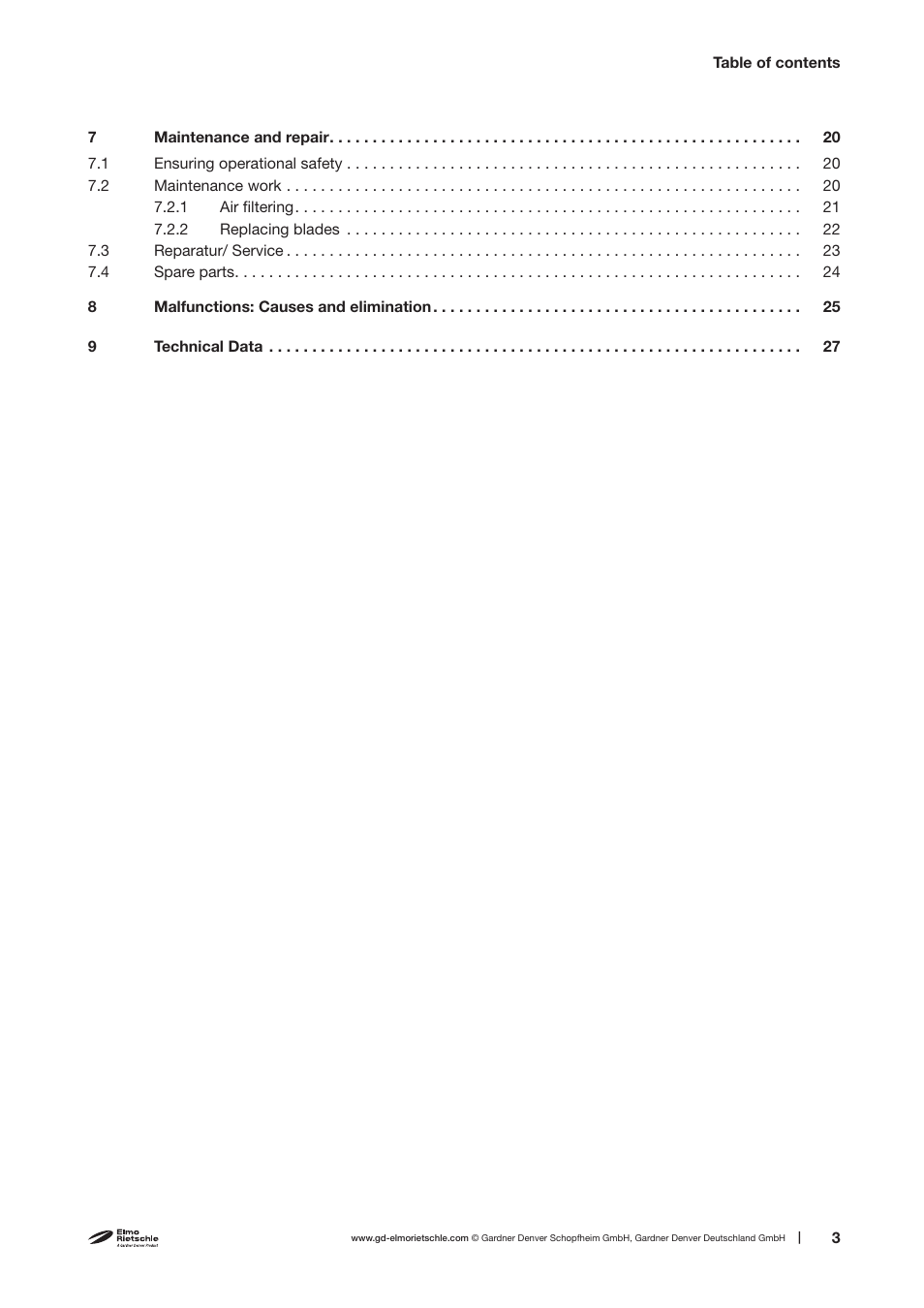Elmo Rietschle V-VTN 6/10/15/25/40/60 User Manual | Page 3 / 30