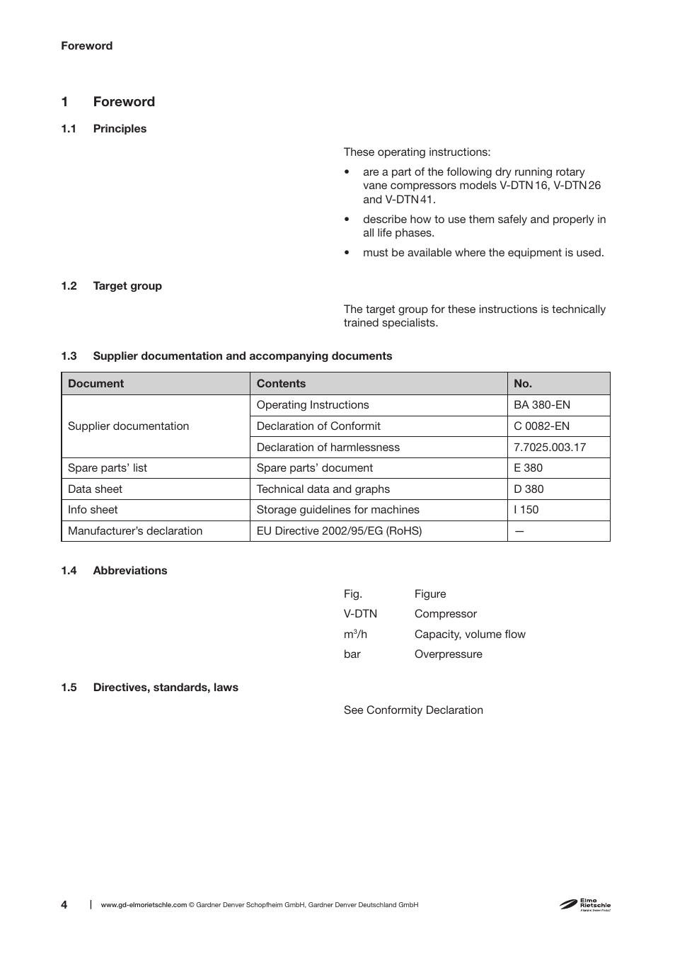 Elmo Rietschle V-DTN 16/26/41 User Manual | Page 4 / 30