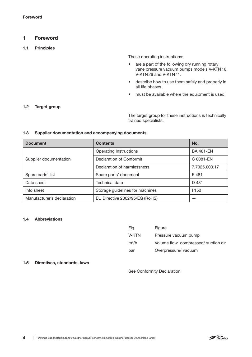 Elmo Rietschle V-KTN 16/26/41 User Manual | Page 4 / 30