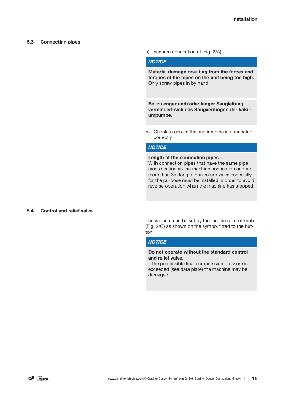 Elmo Rietschle V-VTA 60/80/100/140 User Manual | Page 15 / 32