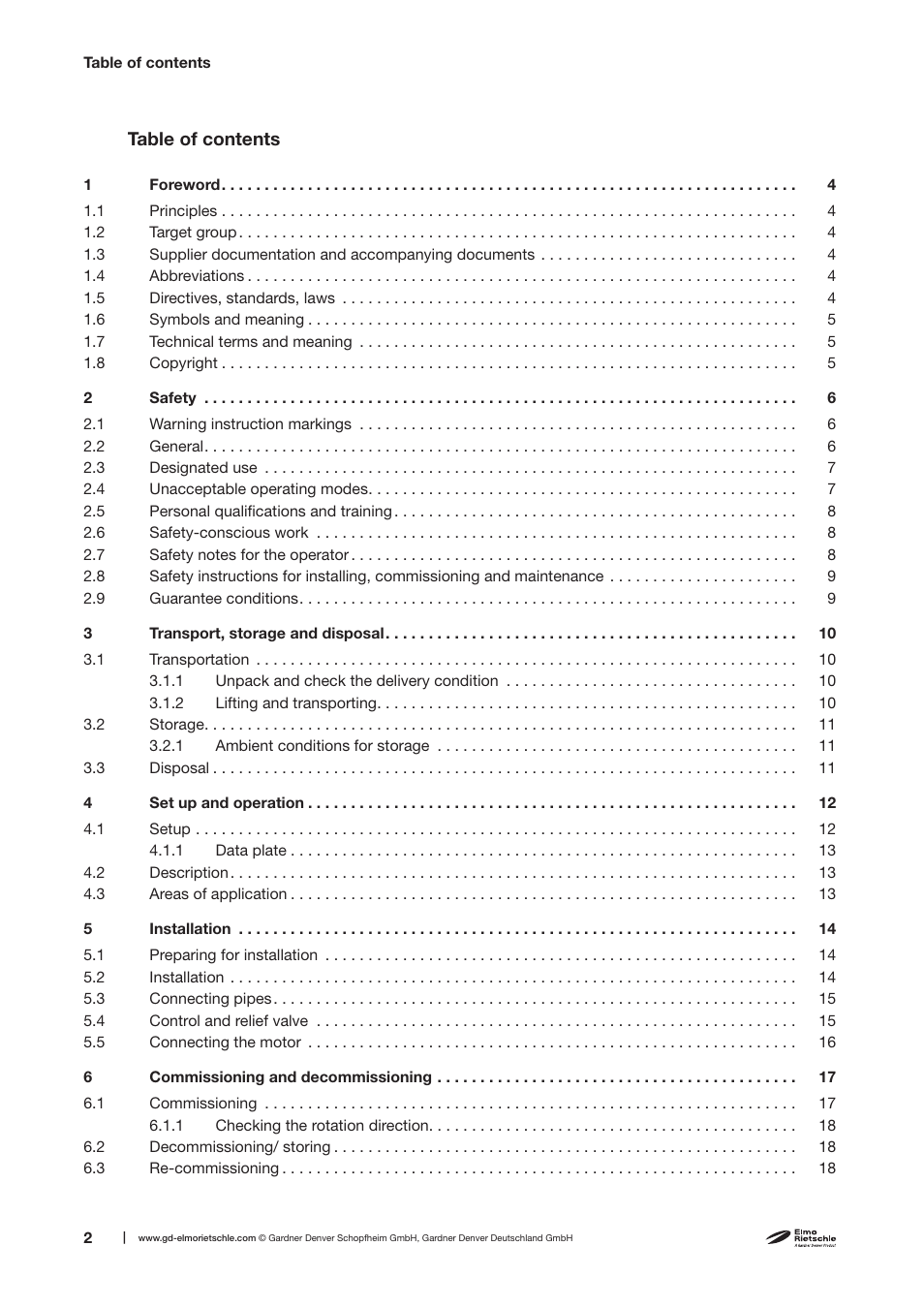 Elmo Rietschle V-VTA 60/80/100/140 User Manual | Page 2 / 32