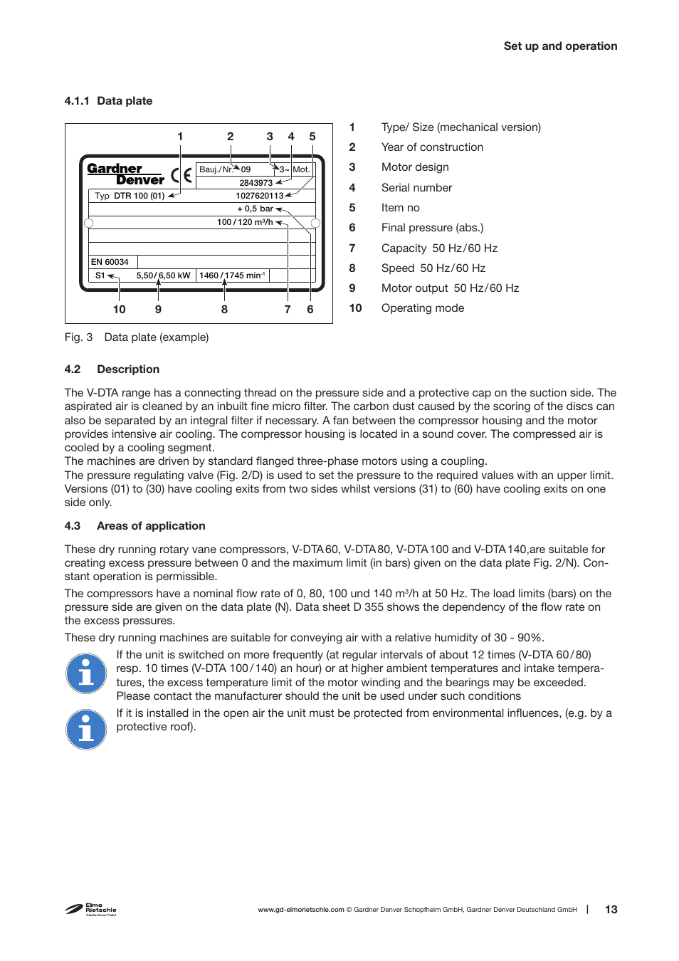 Elmo Rietschle V-DTA 60/80/100/140 User Manual | Page 13 / 32