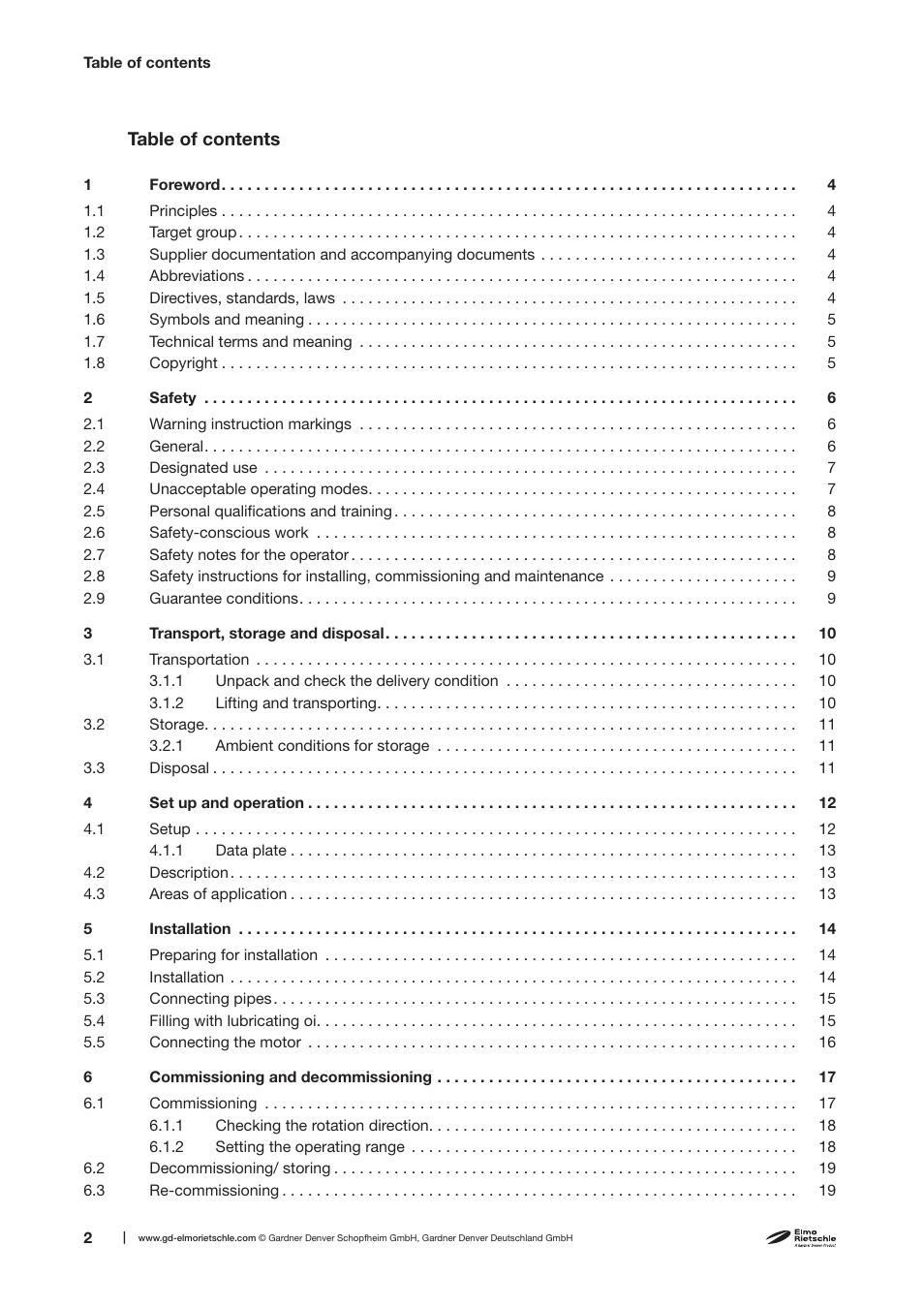 Elmo Rietschle V-VGD 10/15 User Manual | Page 2 / 32