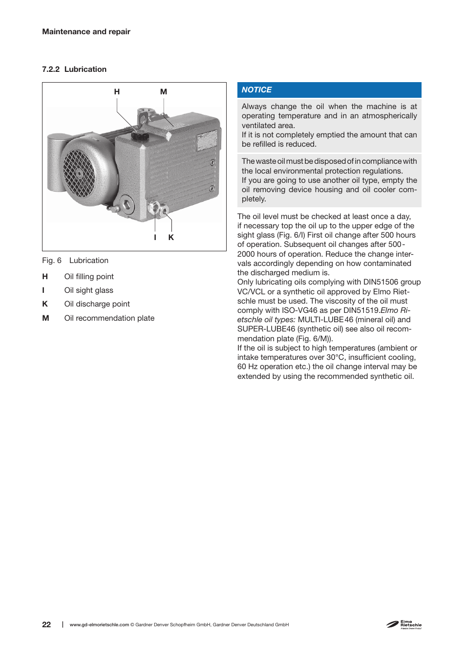 Elmo Rietschle V-VGD 10/15 User Manual | Page 22 / 32