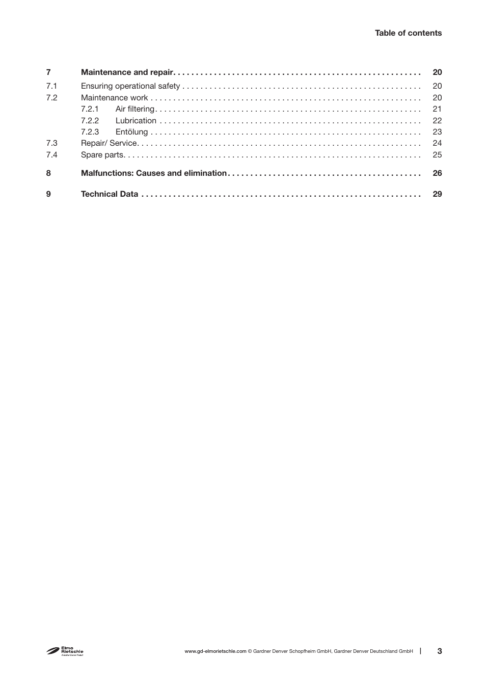 Elmo Rietschle V-VGD 10/15 User Manual | Page 3 / 32