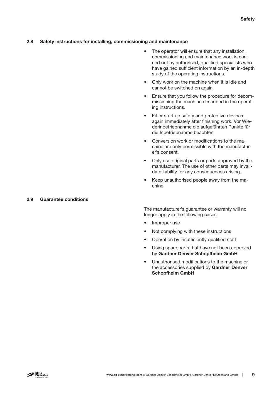 Elmo Rietschle V-VGD 10/15 User Manual | Page 9 / 32