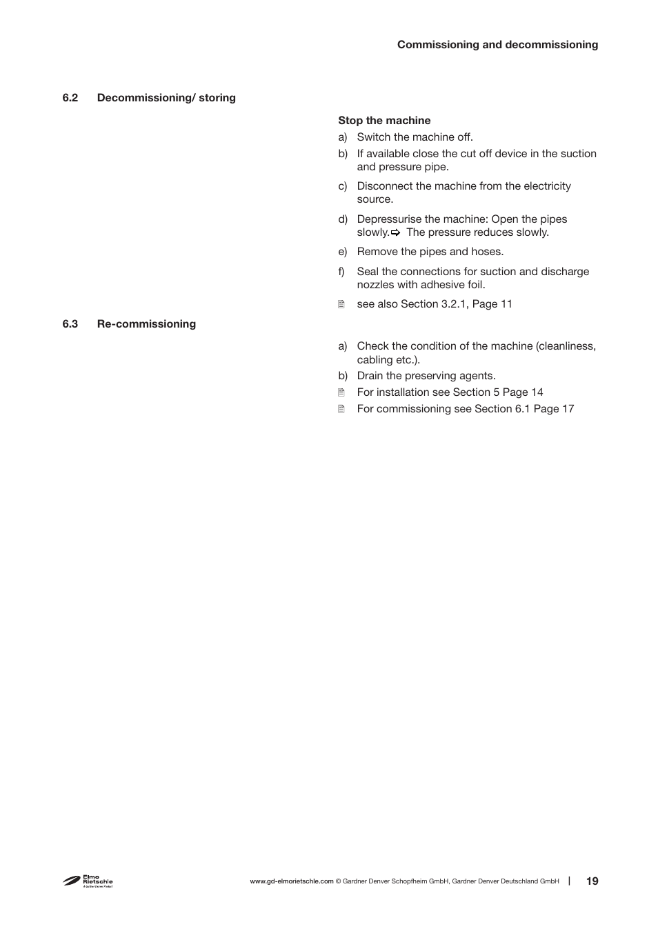 Elmo Rietschle V-VCE 25/40 User Manual | Page 19 / 34