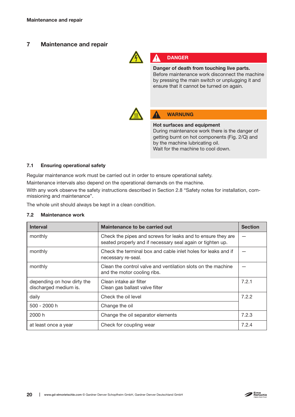 Elmo Rietschle V-VCE 25/40 User Manual | Page 20 / 34