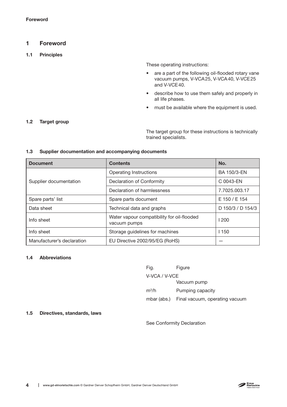 Elmo Rietschle V-VCE 25/40 User Manual | Page 4 / 34