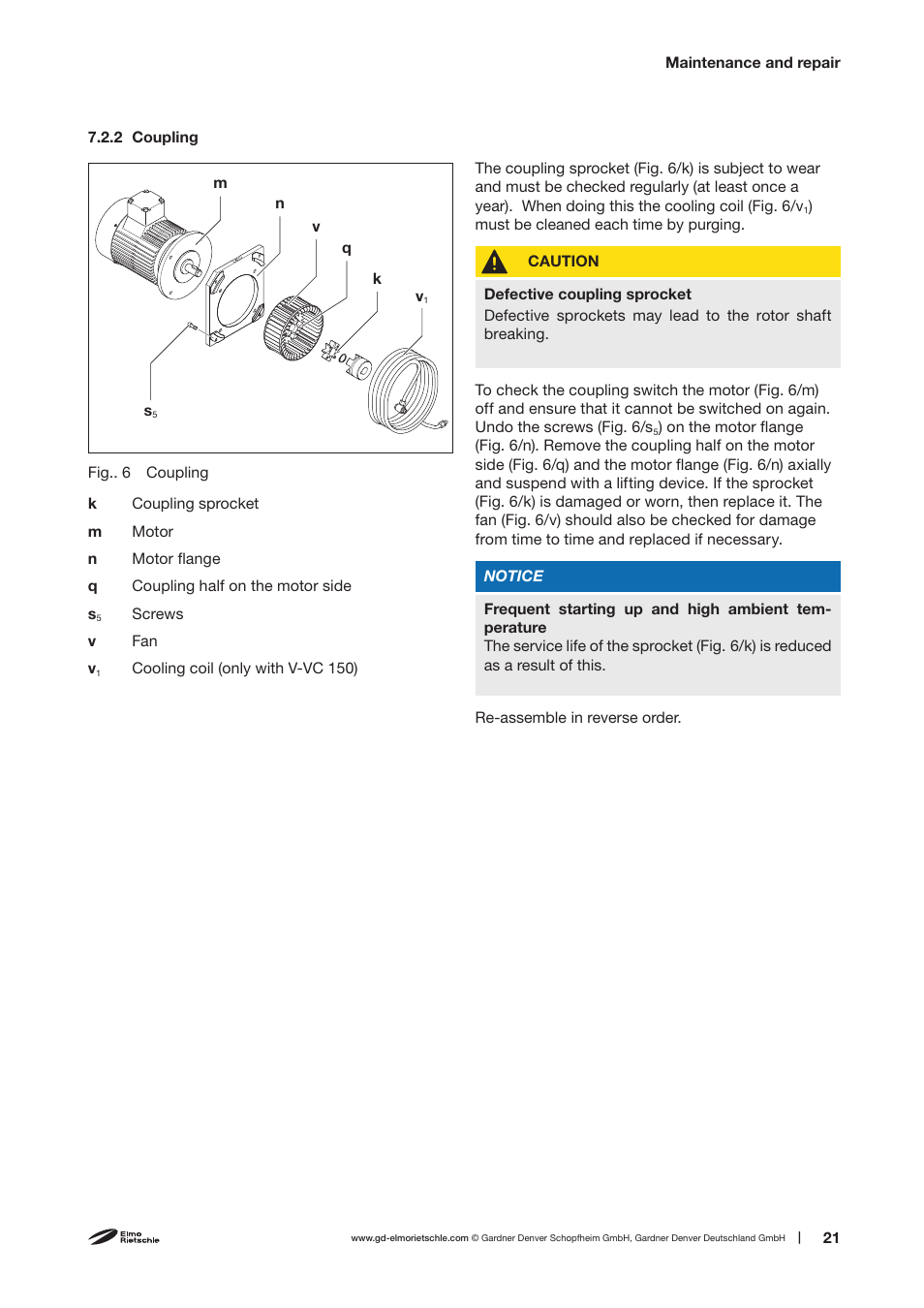 Elmo Rietschle V-VC 50/75/100/150 User Manual | Page 21 / 32