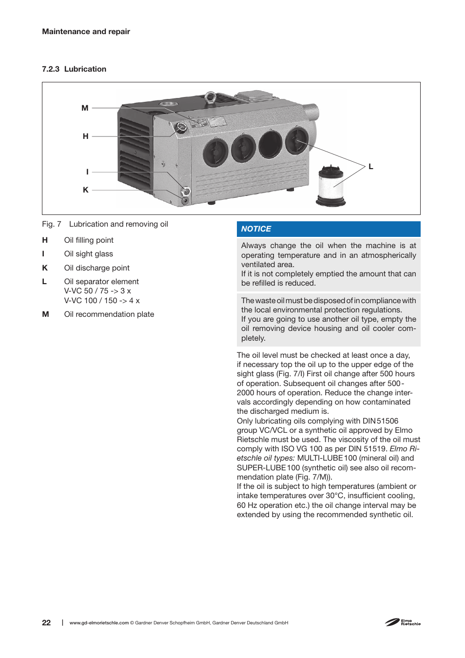 Elmo Rietschle V-VC 50/75/100/150 User Manual | Page 22 / 32