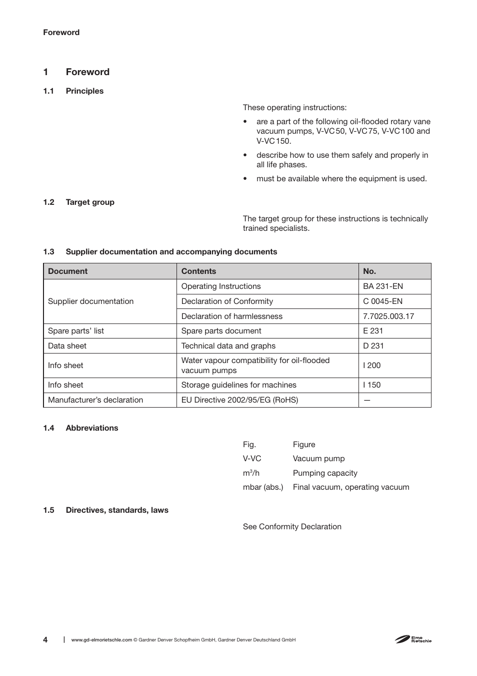 Elmo Rietschle V-VC 50/75/100/150 User Manual | Page 4 / 32