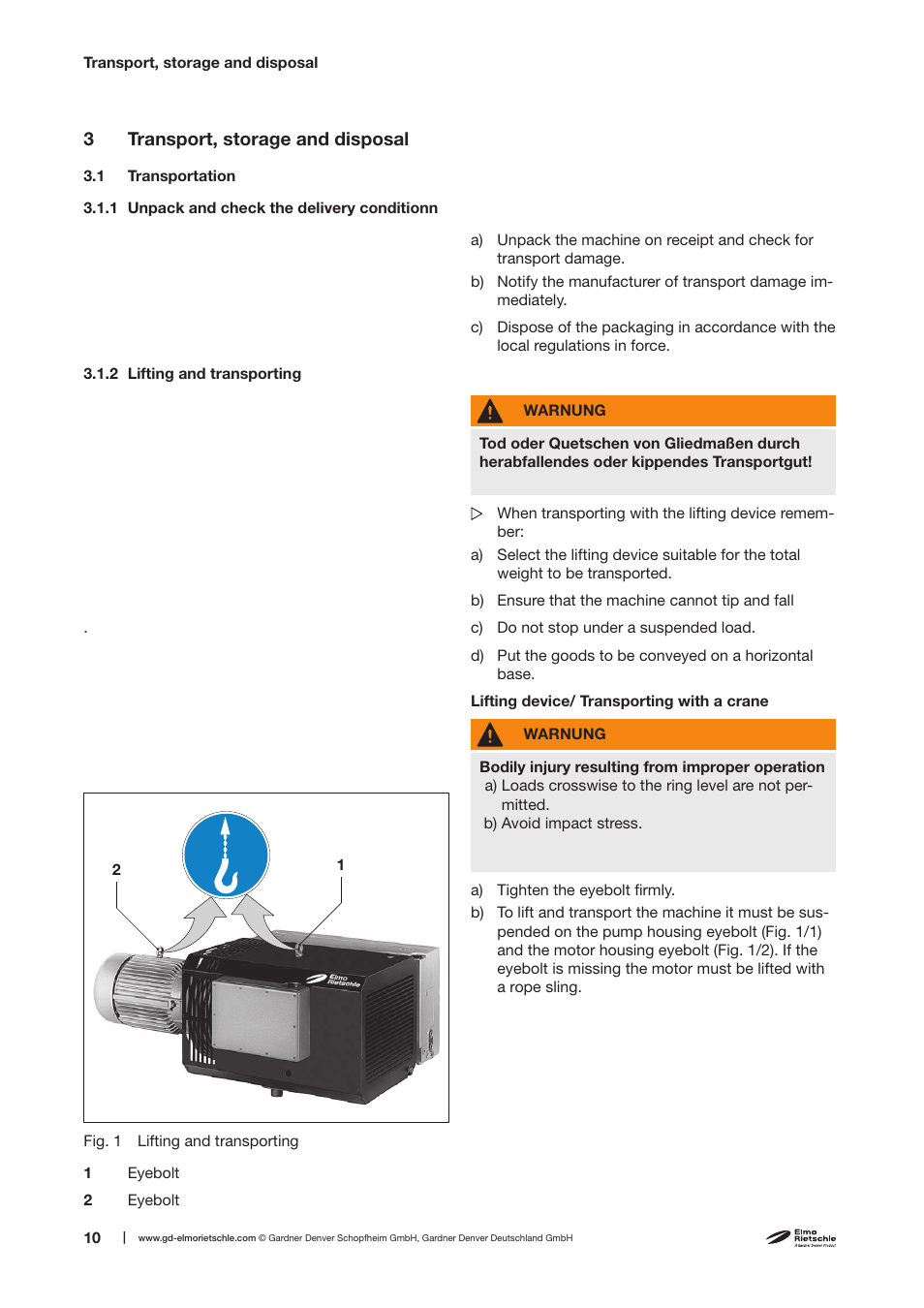 Elmo Rietschle V-VC 400/500/700/900/1100/1300 User Manual | Page 10 / 34